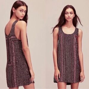 Free People Shifting Gears Sequin Mini Dress Black Studded Small